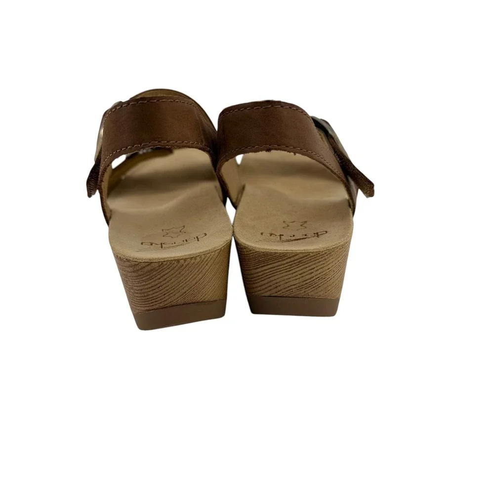 Dansko Trinity Womens Brown Leather Sandals Buckle Slingback Shoes Size 39 (8)